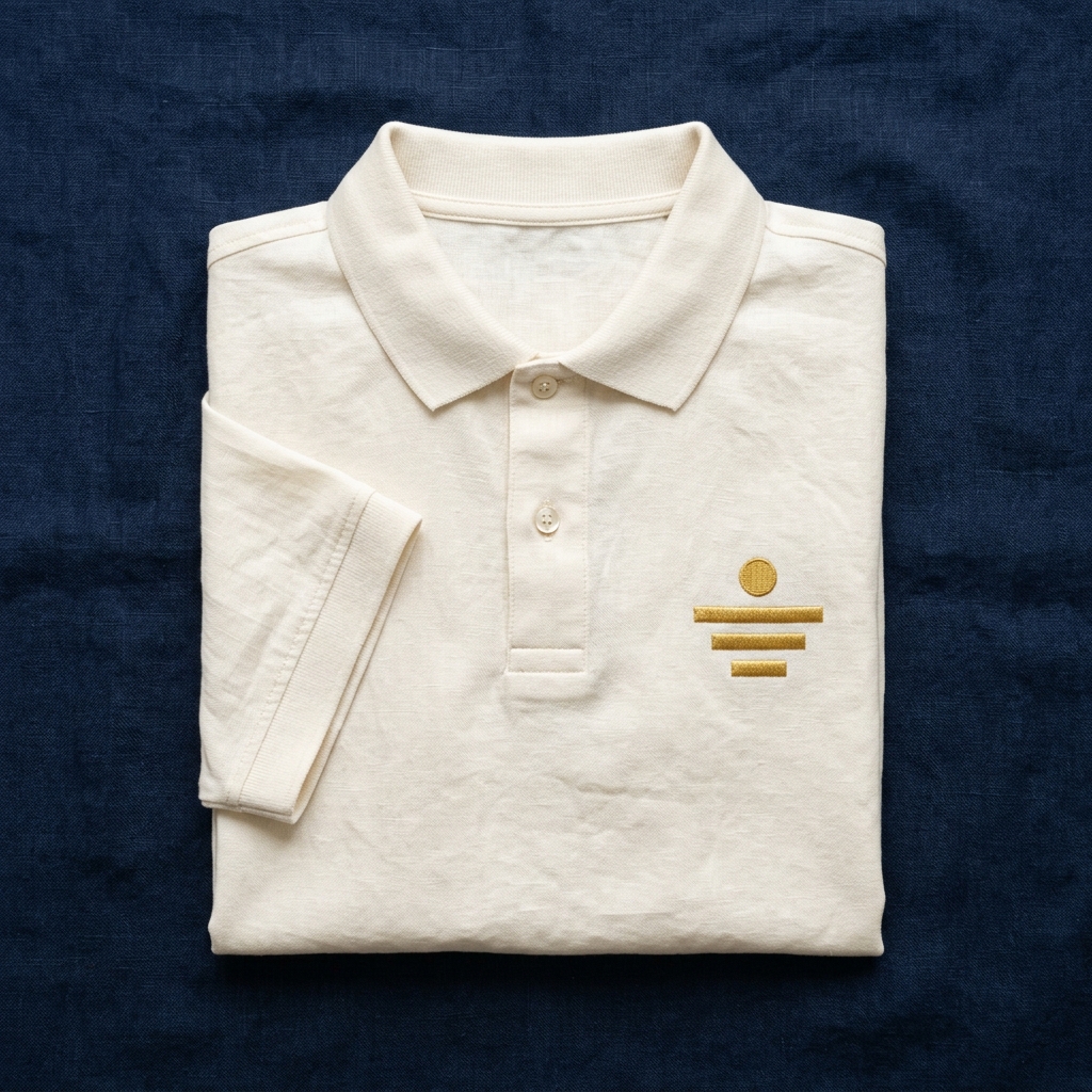 Manila Horizon Linen Polo in Ivory