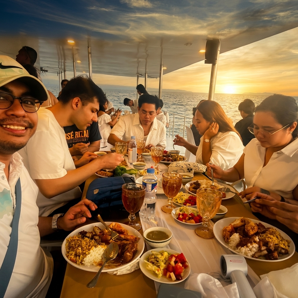 Manila Horizon team dining on the yacht